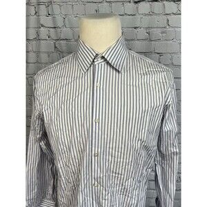 Hugo Boss Men’s Dress Shirt SZ 17 32/33 Slim Fit White,Purple,Black,Blue Striped